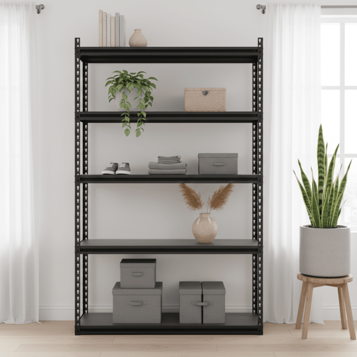 Estante Metálico 5 Niveles 400kg | 180x120x40cm | Negro